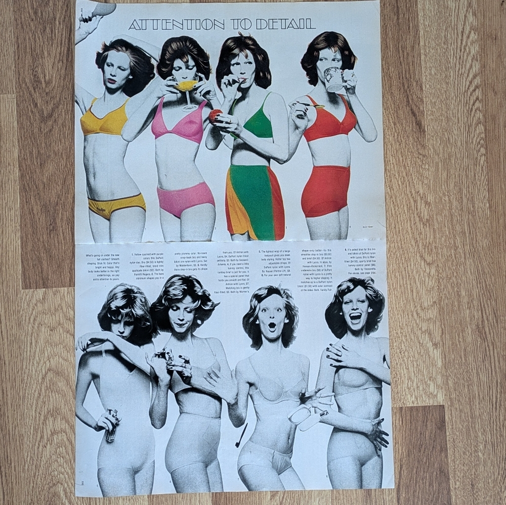 Vintage 1972 Bra Ad, Seventeen Magazine Underwear Advertisement Wall Hanging